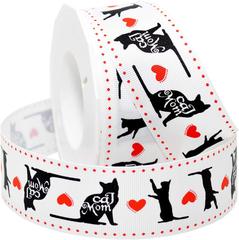 Morex Precious Pets - Cat Mom Ribbon, Grosgrain, 1.5 inch by 20 yards, White...