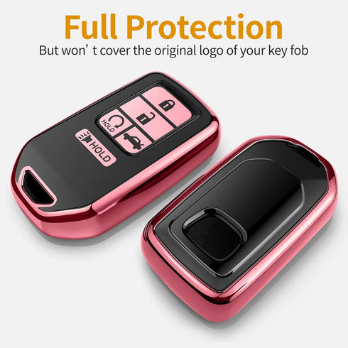 Sindeda for Honda key fob cover with leather keychain,Soft TPU Full key Shell Protection,key fob case compatible Honda Accord Civic CRV Pilot Odys...