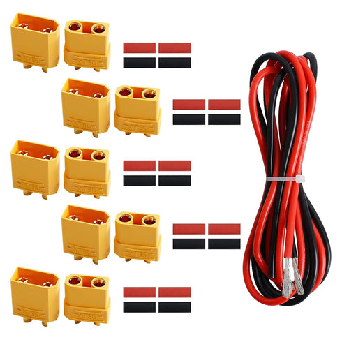 XT90 XT-90 Male and Female Bullet Connectors with 2M 14 AWG Silicone Wire, XT90 Plug Set for RC Lipo Battery Drone Electrical Cabinet LED Lighting...