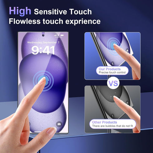 Richarm 2Pack Ceramic Screen Protector for Samsung Galaxy S24 Ultra/Anti Glare/Scratch Resistant/3D Curved Full Coverage Bubbles Free 3-Second Ins...