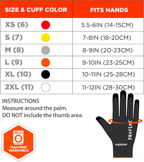 Nitrile Coated Work Gloves, High Dexterity, Ergodyne ProFlex 7001, Medium,Black...