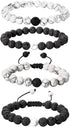 BBTO 4 Pieces Howlite Bracelet Lava Stone Black Matte Agate Essential Oil Diffuser Bracelet Set for Couples Gift...