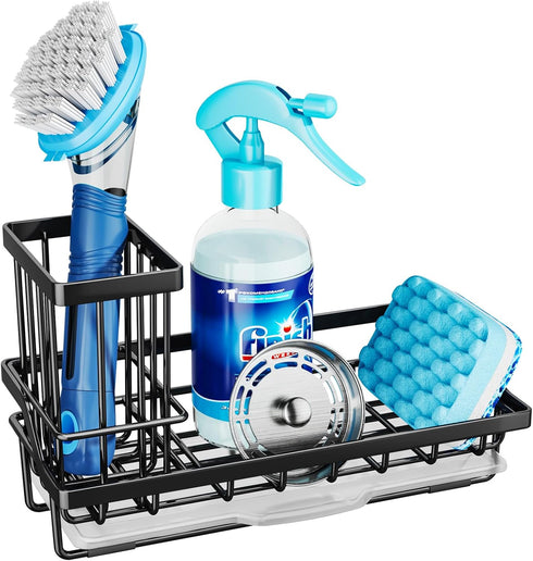 Consumest Sponge Holder for Kitchen Sink - Sink Caddy Kitchen Sink Organizer with Removable Drip Tray for Countertop Dish Soap Dispenser Brush Sto...