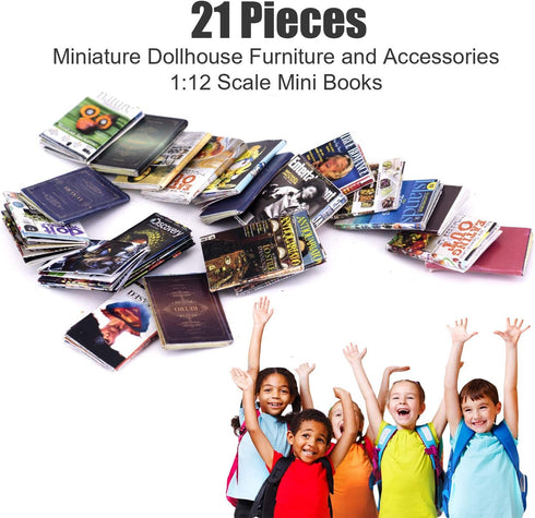 Dollhouse Miniatures Magazine Books Mini Books Mini House Accessories Books Model Dollhouse Accessories 1:12 Scale DIY Puzzle Project Doll House F...