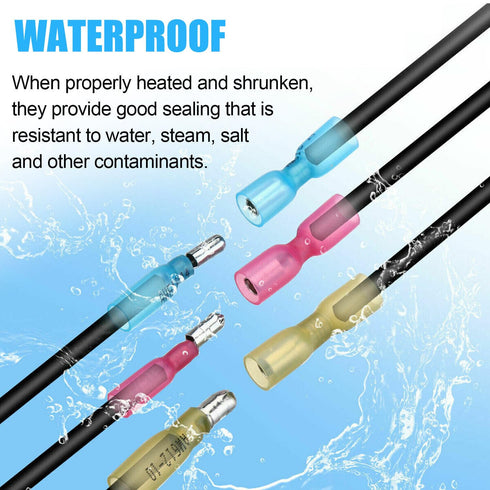 200PCS Heat Shrink Bullet Connectors, Automotive Female & Male Connectors Bullet Terminals,Insulated Waterproof Marine Electrical Wire Splice Crim...