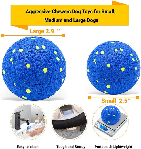 Dog Balls Toys for Aggressive Chewers, Indestructible Durable Bouncy Floating Balls for Dogs to Fetch, Durable Solid Rubber Ball for Training Dog(...