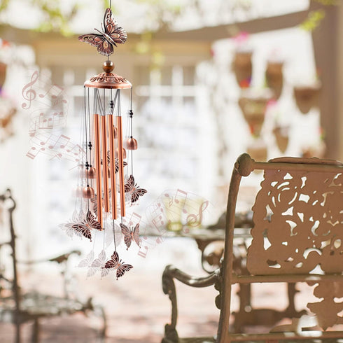 Wind Chimes Outdoor Clearance, Butterflies Aluminum Tube Windchime with S Hook,Patio Garden Decor, Housewarming Gift....