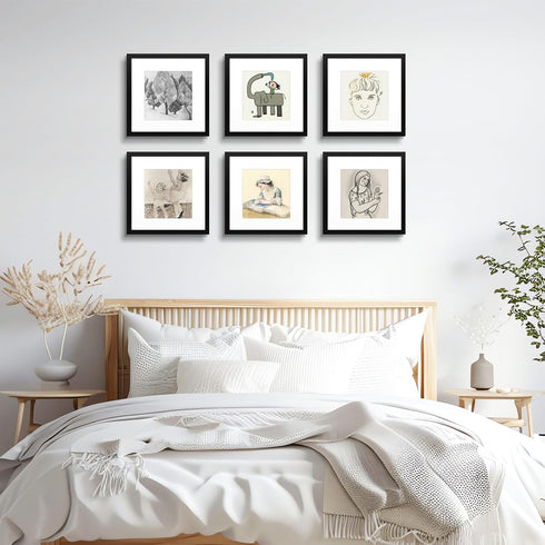 Golden State Art 12x12 Black Frame Use as 8x8 Picture Frame with White Mat or 12x12 Picture Frame without Mat - Solid Wood and Tempered Glass-Wall...