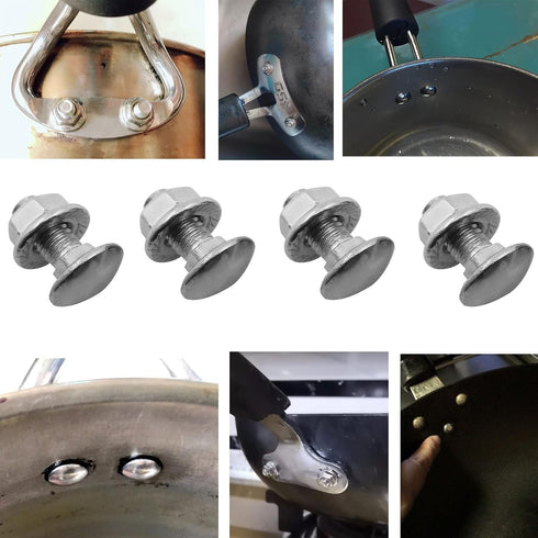 4 Pack Stock Pot Handle Screws SaucePan Grip Mount Screw M6x16mm Repair Fixing Lock Bolt Replacement for Wok Soup Pots Nonstick Stockpot Frying Pa...