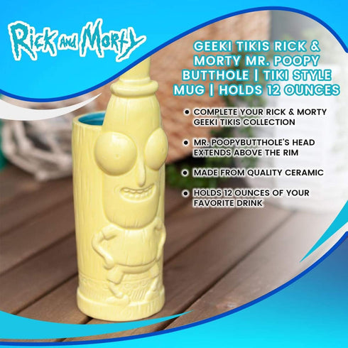 Geeki Tikis Rick & Morty Mr. Poopy Butthole Mug | Official Rick & Morty Tiki Style Ceramic Cup | Holds 12 Ounces...
