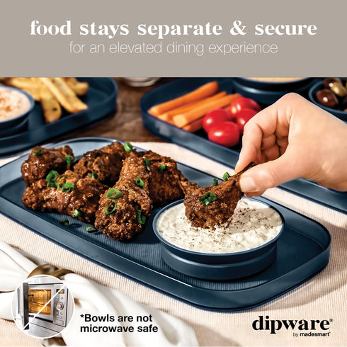 madesmart dipware Small Serving Tray with Collapsible and Removable Dip Bowl for Appetizers and Snacks; Reusable serving tray with Multipurpose Bo...