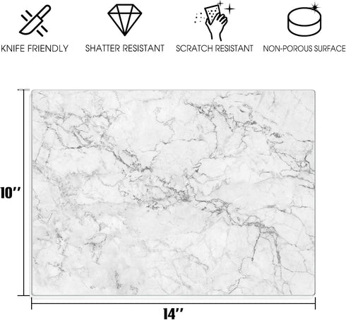 Tempered Glass Cutting Board for Kitchen,14"x 10" Glass Chopping Board with Rubber Anti-Slip Feet, Dishwasher Safe, Scratch, Heat Resistant,Shatte...