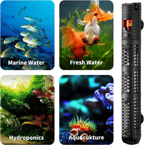 Aquarium Heater 50W 100W 300W 500W Upgraded Fish Tank Heater with Leaving Water Automatically Stop Heating and Advanced Temperature Control System...