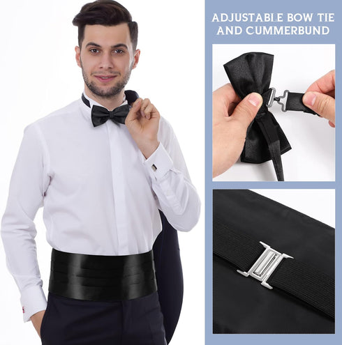 MAGICLULU 3 Pcs Formal Accessory Set with Bow Tie Mens Cummerbund Bow Tie Set...