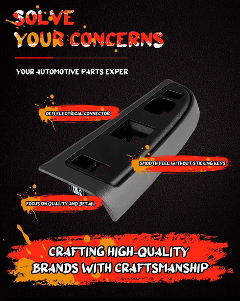 cciyu Light Gray and Black Window Switch Bezel Front Left Drivers Side Replacement Fits for Chevy Silverado 1500 2500 3500 2004-2006 for GMC Sierr...