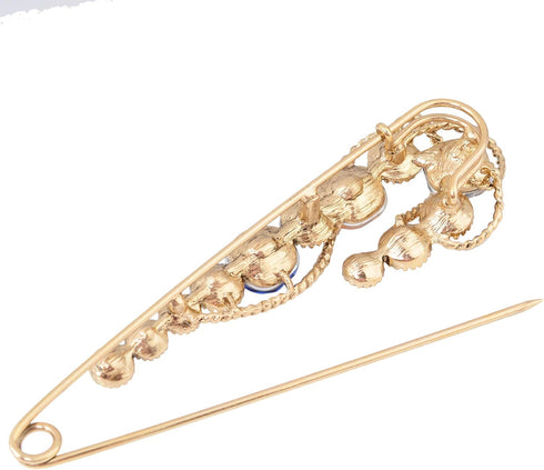 4.1" Vintage Rhinestone Crystal Flower Large Safety Pins Brooch Cardigan Scarf Sweater...
