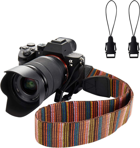 WANBY Camera Strap Canvas Multicolor Neck Shoulder Camera Strap with Quick Release Buckles for DSLR SLR...