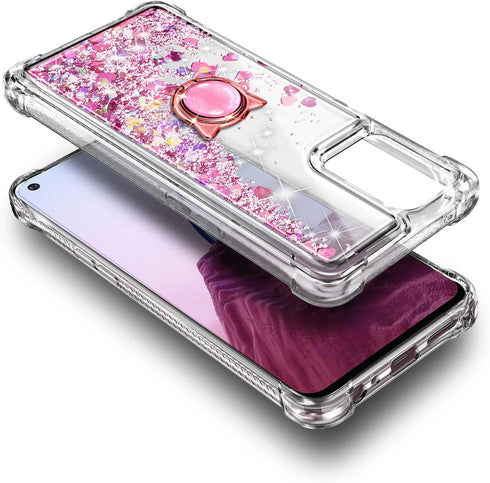 NZND Designed for T-Mobile REVVL 6 PRO 5G Phone Case, REVVL 6X PRO 5G Case, Glitter Floating Liquid Cute Case with Tempered Glass Screen Protector...