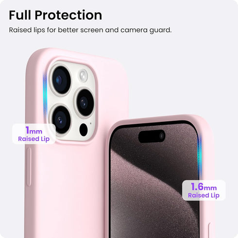 ORNARTO Compatible with iPhone 15 Pro Max Case 6.7", Slim Liquid Silicone 3 Layers Soft Gel Rubber Shockproof Protective Phone Case with Anti-Scra...