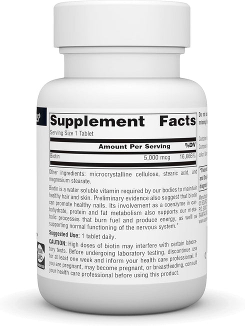 Source Naturals Biotin 5,000 MCG • 60 TABLETS...
