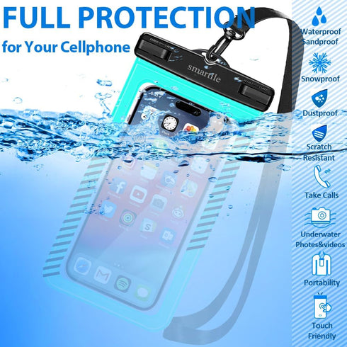 Waterproof Phone Pouches Bags Holder, Cell Phone Water Protectors Pouch Bag 2 Pack for Swimming, IPX8 Water Proof Phone Cases pouch for iPhone 15 ...