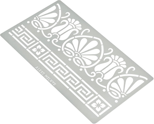 Aleks Melnyk No.328 Metal Stencil, Ancient Greek Fret and Roman Ornament, Meander, Palmette Motif, Border, Patterns, Small Stencil, 1 PC, Template...