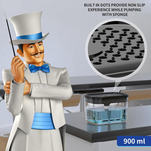 MR.SIGA Dish Soap Dispenser for Kitchen,2 in 1 Premium Sponge Holder, Dishwashing Soap Pump Dispenser for Countertop, Black...