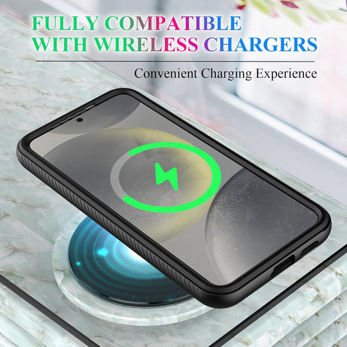 wahhle Samsung Galaxy S24 Case, Magnetic Wireless Charging Built in Screen Protector Full Body Shockproof Slim Fit Bumper Protective Phone Cover f...