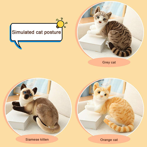 Siamese Cat Stuffed Animal, Shorthair Cat Realistic Plush Cat Stuffed Toys, Gift for Kids 12inches (B)...