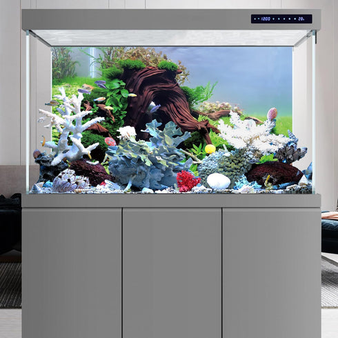 AWERT 36x24 inches Wood Aquarium Seaweed Aquarium Background River Bed & Lake Fish Tank Background Seagrass Aquarium Vinyl Background...