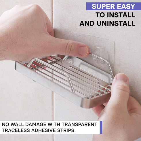 KINCMAX Premium Adhesive Soap Holder for Shower Wall - Drill Free Bar Soap Dish for Bathroom Storage - Stainless Steel Shower Soap Caddy w/Adhesiv...