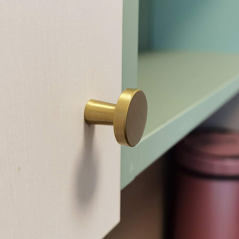 6X Dia.22mm(0.87") Solid Brass Drawer Knob Round Golden Kitchen Cabinet Pull Decorative Hardware Small Dresser Handle...