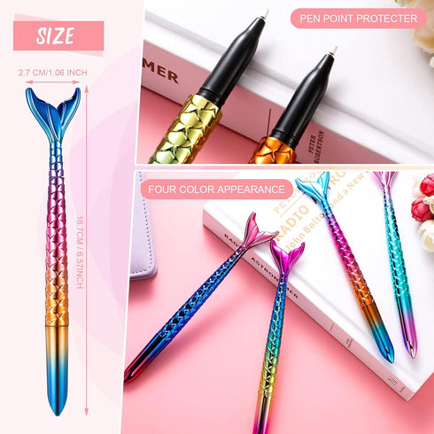 24 Pieces Mermaid Tail Gel Ink Pens for Child Mermaid Fish Ballpoint Pens for Mermaid Party Supplies Office School Supplies, 0.5 mm Black Gel Ink ...