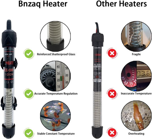 Fish Tank Aquarium Heater - Adjustable Temperature Submersible Thermostat Heater,25W/50W/100W/150W/200W/300W...
