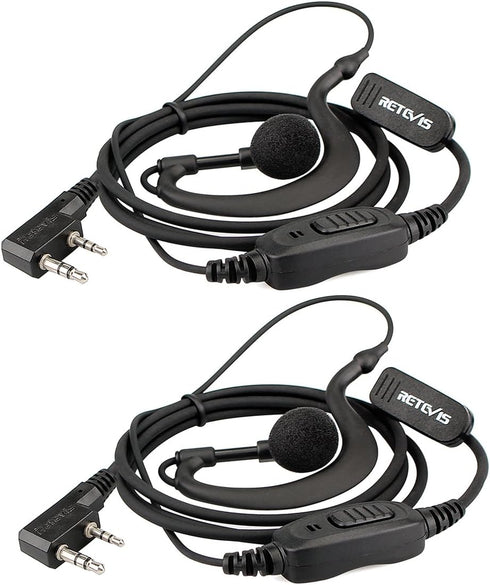 Retevis 2 Way Radio Earpiece, C-Type Earhook Headset with Mic, 2 Pin, for RT22 RT68 RT21 H-777 RT27 RT19 RB26 RB45,Compatible with BAOFENG UV-5R B...