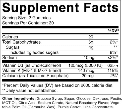 Vitamatic Vitamin D3 K2 Gummies - 60 Count - Supports Healthy Bone, Heart & Calcium Absorption, & Immune Health - Plant Based, Non-GMO, Gluten Fre...