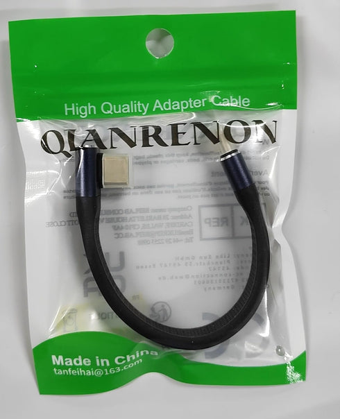 QIANRENON 40Gbps USB4.0 C Male to 90° Angle C Male Data Short Cable 240W USB Type C 4.0 PD Fast Charging Flat Flex Cable, for Thunderbolt 3/4 Smar...