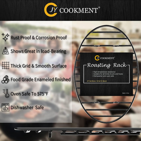 JY COOKMENT Cooling Roasting Rack with Integrated Feet, Enameled Coating, PTFE Free, Great for Cooking, Drying, Grilling, Dishwasher Safe (10inch*...