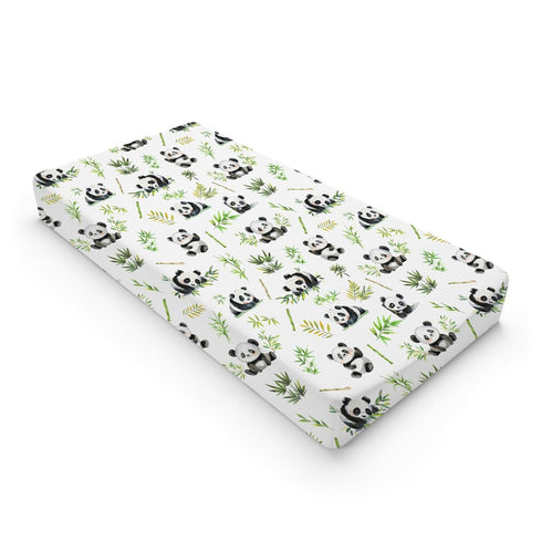 Watercolor Panda Green Leaves Baby Changing Pad Cover Sheets for Boy Girl 32''x16'' Cute Bear Unisex Fitted Diaper Changing Table Sheets Soft Brea...