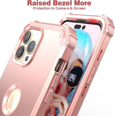 IDweel for iPhone 15 Pro Max Case with Screen Protector for Women, 3 in 1 Shockproof Slim Fit Hybrid Heavy Duty Hard PC Cover Soft Silicone Bumper...