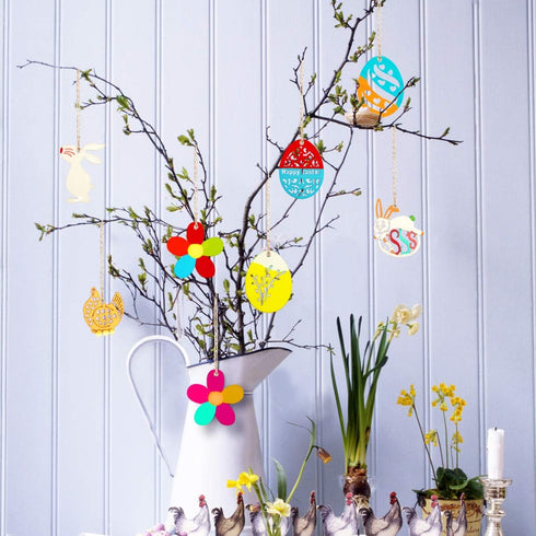 Wooden Eggs 48 Pieces Easter Crafts Wooden Ornaments Unfinished Crafts Hanging Embellishments for Party Supplies DIY Decor Valentines Day Cards fo...