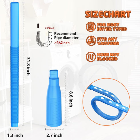 Dryer Vent Cleaner Kit Vacuum Attachment - Multiple Combinations V1 Lint Remover Power Washer and Vacuum Hose Quickly Removes Lint...
