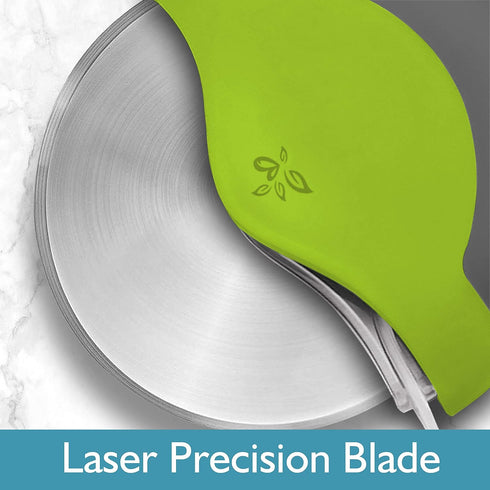 Green Pizza Cutter Wheel with Protective Blade Cover, improved, Super Sharp, Easy To Use and Clean, Slicer, Ergonomic Rubberized Grip, heavy dutty...