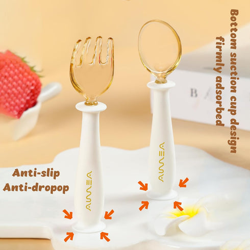 Toddler Forks and Spoons Set with travel case, Kids utensils for self-feeding bendable handle,Safe silicone Children Spoon and Fork,Toddler utensi...