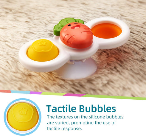 LiKee Strong Suction Cup Fidget Spinnerz Sensory Bath Toys for Baby 6 12 18 Months Airplane Car Travel Table & Window Toys for 1 2 Year Old Toddle...