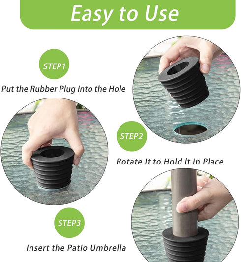 Patio Table Umbrella Hole Rings, 4 Pcs Silicone Patio Table Umbrella Hole Ring, and Cap Set, Umbrella Cone Wedge Plug for 2 to 2.5 Inch Patio Tabl...
