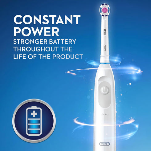 Oral-B Pro 100 3D White, Battery Powered Electric Toothbrush, White...