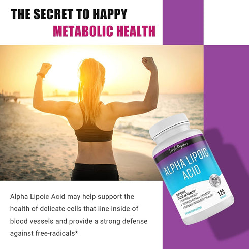 Alpha Lipoic Acid Supplement, Antioxidant and Energy Support, Non-GMO Pills for Overall Wellness, No Gluten and Soy, 600mg per Serving, 120 Vegan ...