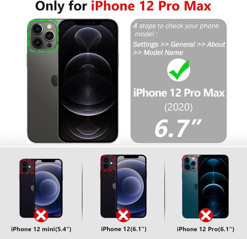 Varikke for iPhone 12 Pro Max Wallet Case Detachable with Card Holder for Women, Fashion Glitter Leather Strap Magnetic Flip Wallet Removable Phon...