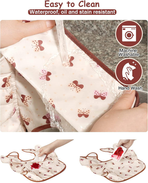 Lictin Baby Bibs for Girls Waterproof - 3 Pack Mess Proof Bib, Oil-proof Toddler Feeding Bib with Adjustable Closure, Baby Bibs for Eating 6-36 Mo...